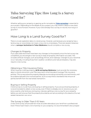 2023 - Tulsa Surveying Tips_ How Long is a Survey Good for