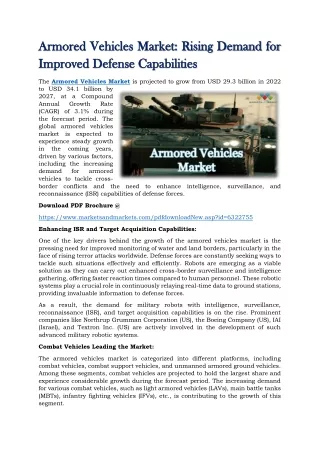 Armored Vehicles Market - Rising Demand for Improved Defense Capabilities