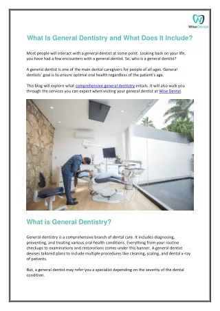 What Is General Dentistry?