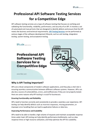 Professional API Software Testing Services for a Competitive Edge