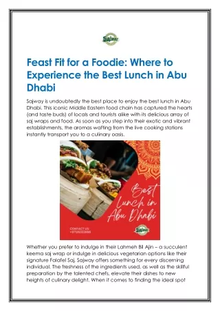 Feast Fit for a Foodie - Where to Experience the Best Lunch in Abu Dhabi