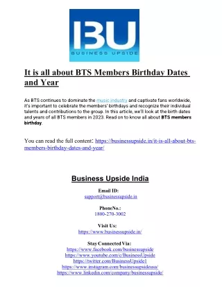 It is all about BTS Members Birthday Dates and Year