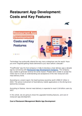 Restaurant App Development_ Costs and Key Features