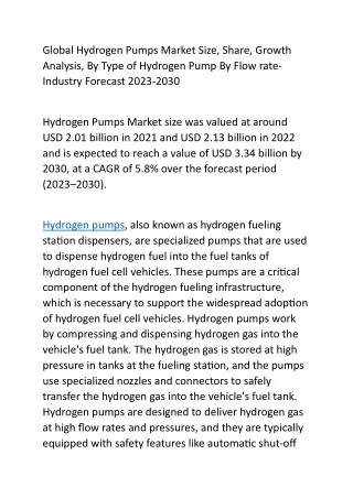 Global Hydrogen Pumps Market Size