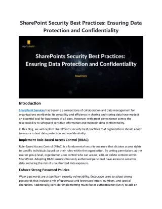 SharePoint Security Best Practices Ensuring Data Protection and Confidentiality