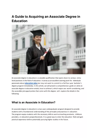 A Guide to Acquiring an Associate Degree in Education