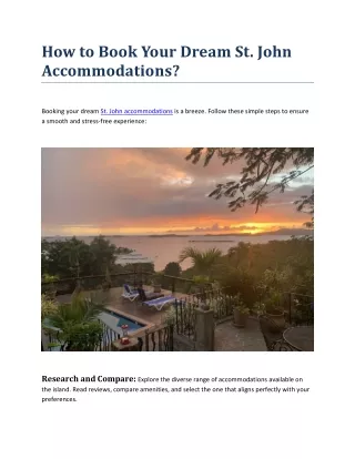 How to Book Your Dream St. John Accommodations
