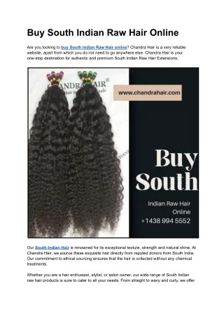 Buy South Indian Raw Hair Online