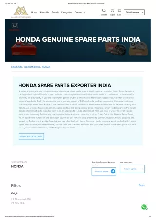 Buy Genuine Honda Spare Parts Exporter from India: Best quality Parts