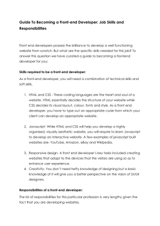 Guide To Becoming a Frontend Developer: Job Skills and Responsibilities