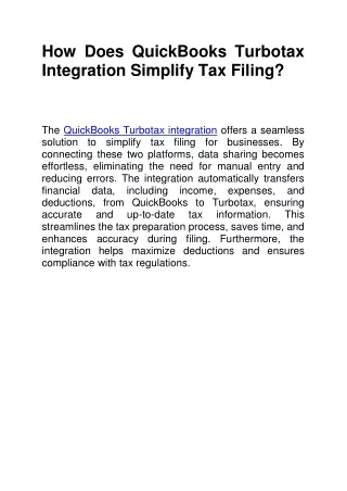 How Does QuickBooks Turbotax Integration Simplify Tax Filing