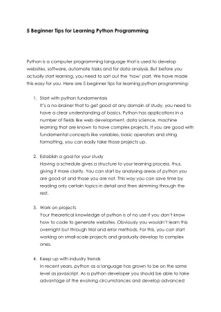 5 Beginner Tips for Learning Python Programming