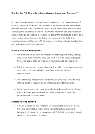 What is the Full Stack Developers Future Scope and Demand