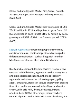 Global Sodium Alginate Market Size