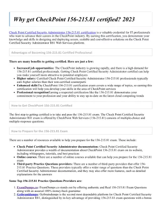 Why get CheckPoint 156-215.81 certified 2023