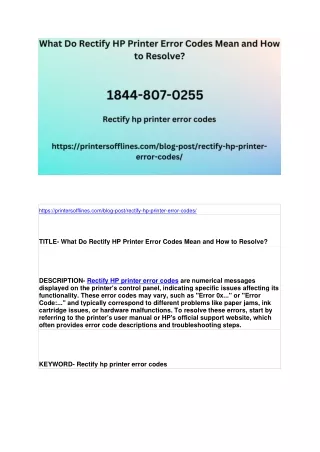 What Do Rectify HP Printer Error Codes Mean and How to Resolve?