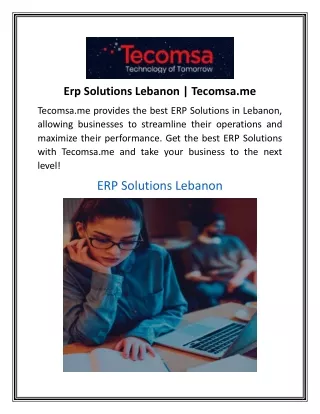 Erp Solutions Lebanon  Tecomsa.me