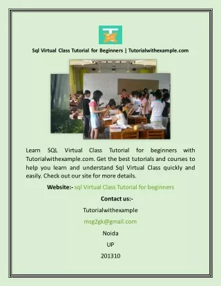 Sql Virtual Class Tutorial for Beginners  Tutorialwithexample