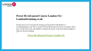 Power Bi Advanced Course London Uk Londonittraining.co.uk