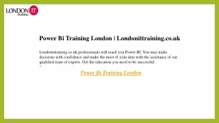 Power Bi Training London  Londonittraining.co.uk