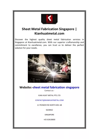 Sheet Metal Fabrication Singapore  Kianhuatmetal.com