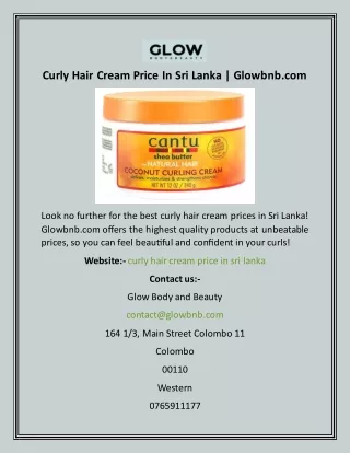 Curly Hair Cream Price In Sri Lanka  Glowbnb