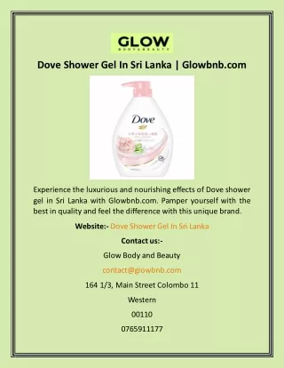 Dove Shower Gel In Sri Lanka  Glowbnb