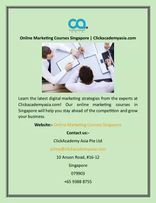 Online Marketing Courses Singapore  Clickacademyasia