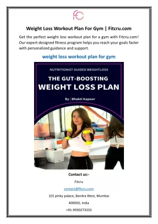 Weight Loss Workout Plan For Gym Fitcru.com