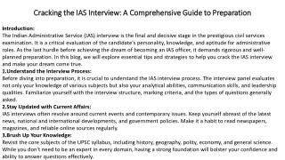 Cracking the IAS Interview A Comprehensive Guide to Preparation