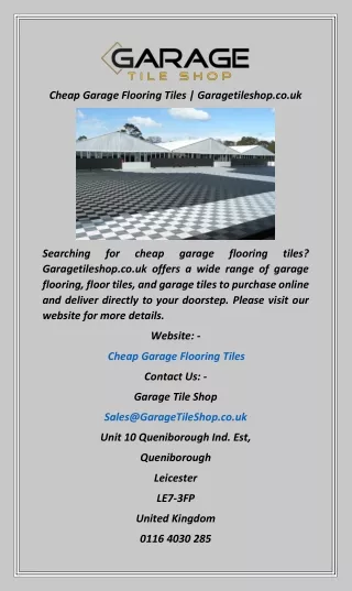 Cheap Garage Flooring Tiles  Garagetileshop.co.uk