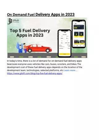 On Demand Fuel Delivery Apps in 2023