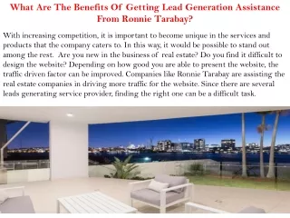 What Are The Benefits Of Getting Lead Generation Assistance From Ronnie Tarabay?