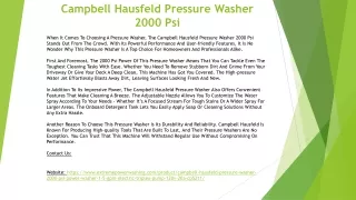 Campbell Hausfeld Pressure Washer 2000 Psi