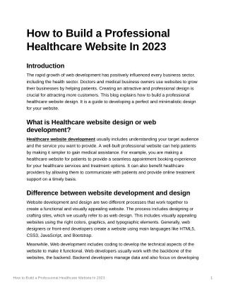 How to Build a Professional Healthcare Website In 2023