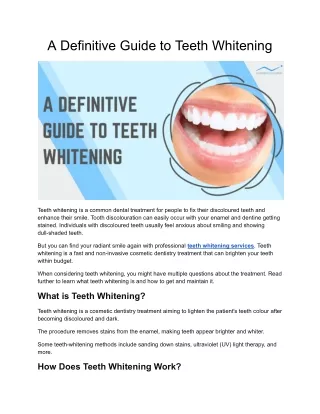 A Definitive Guide to Teeth Whitening