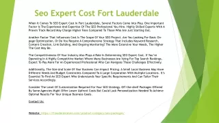 Seo Expert Cost Fort Lauderdale