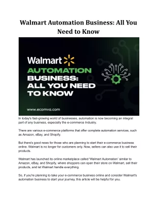 Walmart Automation Business- All You Need to Know