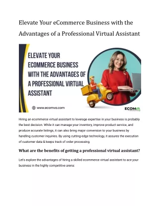 Elevate Your eCommerce Business with the Advantages of a Professional Virtual Assistant