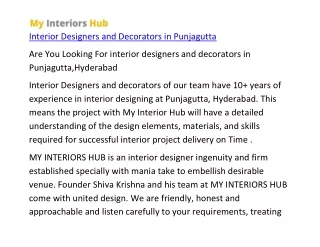 Interior Designers and Decorators in Punjagutta