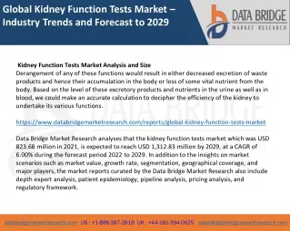 Global Kidney Function Tests Market – Industry Trends and Forecast to 2029