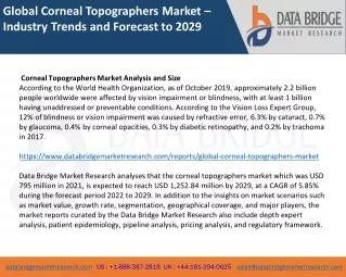 Global Corneal Topographers Market – Industry Trends and Forecast to 2029