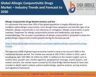 Global Allergic Conjunctivitis Drugs Market – Industry Trends and Forecast to 2030