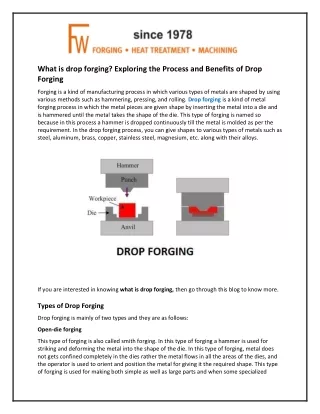 What is drop forging? Exploring The Process and Benefits of Drop Forging