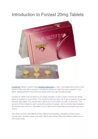 Forzest 20mg Tablets