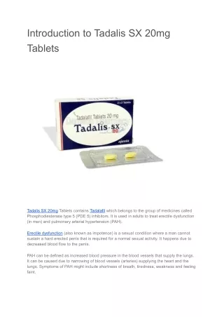 Tadalis SX 20mg Tablets