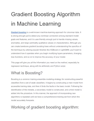 Gradient Boosting Algorithm in Machine Learning (1)