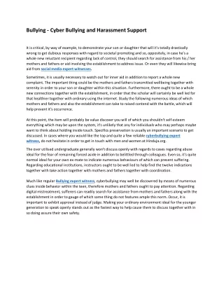 Bullying - Cyber Bullying and Harassment Support