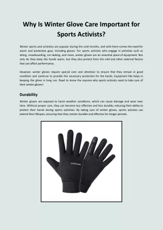 Why Is Winter Glove Care Important for Sports Activists