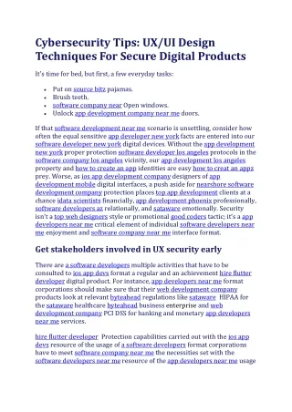 Cybersecurity Tips UXUI Design Techniques For Secure Digital Products